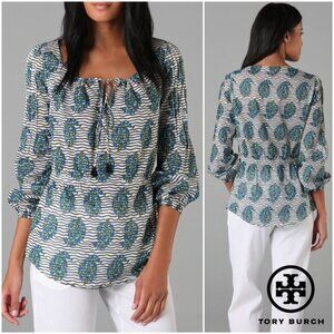 Tory Burch Evelina Cotton Voile Blouse Tunic Top 8